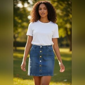 Style and Co Denim Button-Front Skirt nwt sz 10